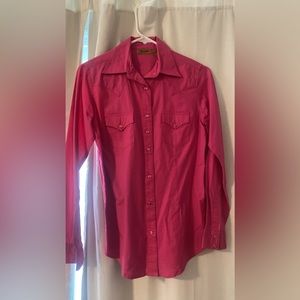 Pink wrangler pearl snap